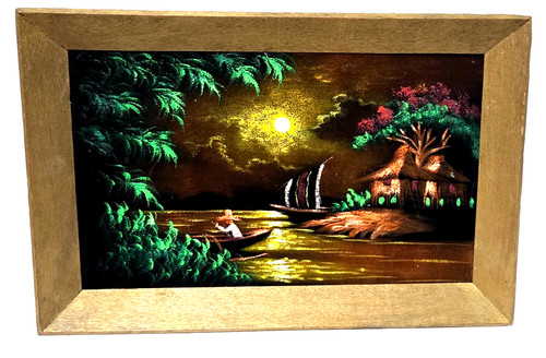 Vintage painting tiki hut - painting,